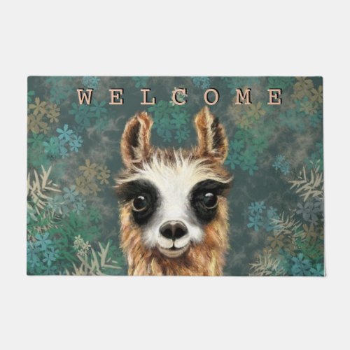 Curious Baby Llama _ Welcome Doormat