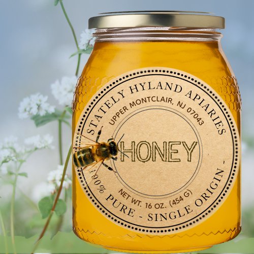 Curious Bee Editable Honey Label Kraft