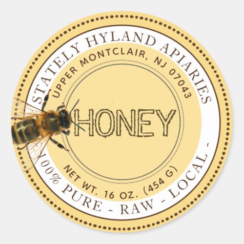 Curious Bee Editable Honey Label Yellow