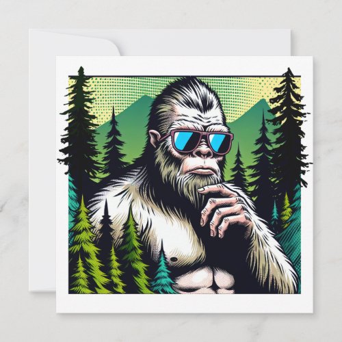 Curious Bigfoot with Sunglasses Hiding in Woods