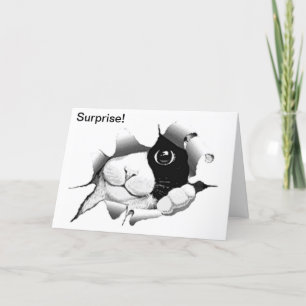 Curious Black and White Cat Birthday Surprise Card