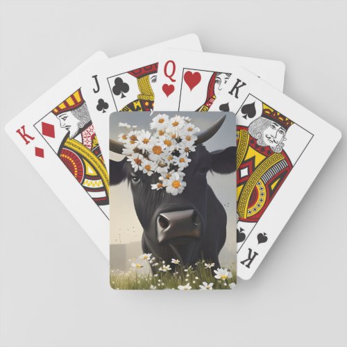 Curious Black Angus Cow Playing Cards