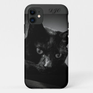 Curious Black Cat and monogram iPhone 11 Case