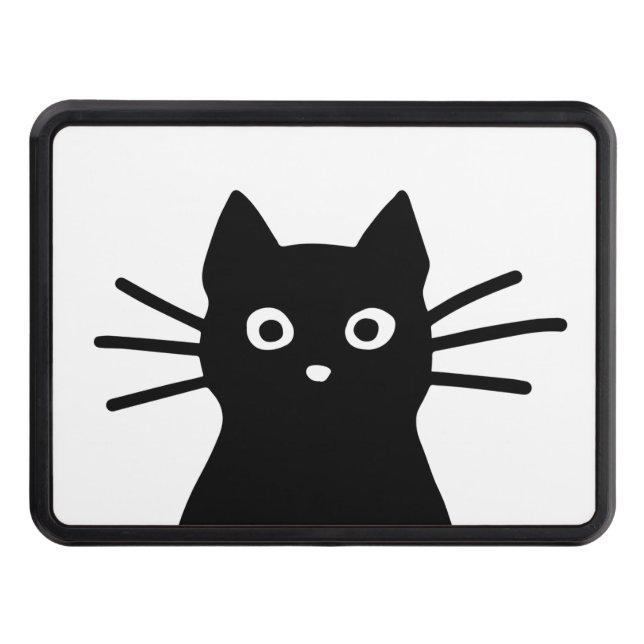 Curious Black Cat Funny Peeking Kitty Hitch Cover (Front)