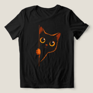 Curious Black Cat Peek Women’s Minimalist T‑Shirt Tri-Blend Shirt