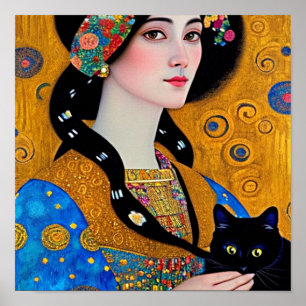 Curious Black Cat Poster