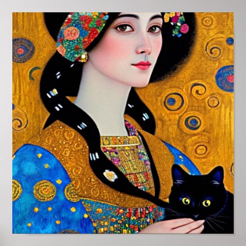 Curious Black Cat  Poster