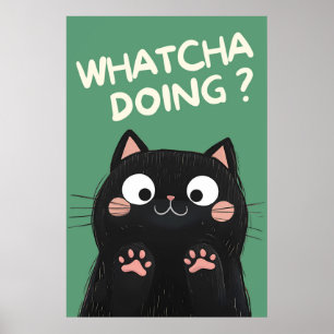 Curious Black Cat Poster