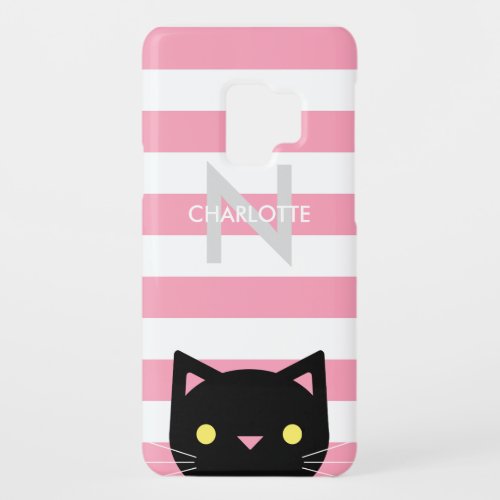 Curious Black Cat  Stripes  Monogram Case_Mate Samsung Galaxy S9 Case