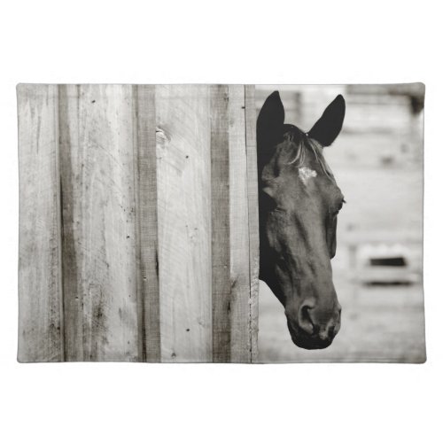 Curious Black Horse Cloth Placemat