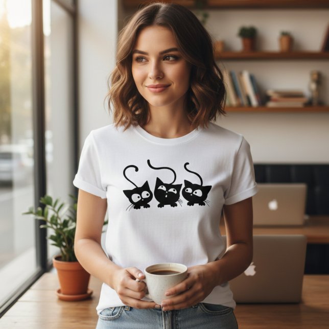  Curious Black Kittens Trio Playful Cat Lovers  Tri-Blend Shirt (Creator Uploaded)