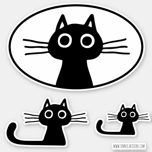 Curious Black Kitty Cat  Fun Cat Lover Stickers