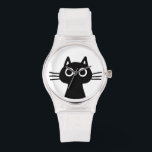 Curious Black Kitty Cat | Funky Feline Fashion Watch<br><div class="desc">This original black cat wrist watch is available in assorted styles for men, women and kids. Quirky black kitty with wide eyes and long whiskers. A cool fashion accessory that makes a great gift for cat lovers. Visit Jenn’s Doodle World for many more stylish pet lover's watches.</div>