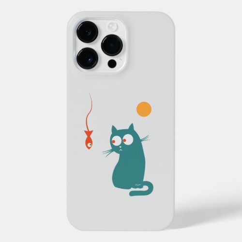 Curious Blue Cat iPhone 14 Pro Max Case