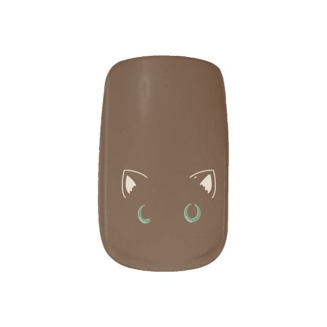 Curious brown cat nail design minx nail art (Left Thumb)
