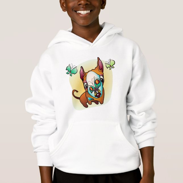 Curious BullTerrier Dog Hoodie (Front)