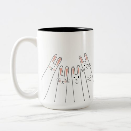 Curious Bunnies Easter Two_Tone Coffee Mug