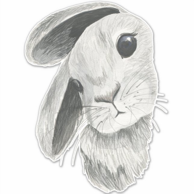 Curious Bunny Rabbit Baby Room Decor Sticker (Front)