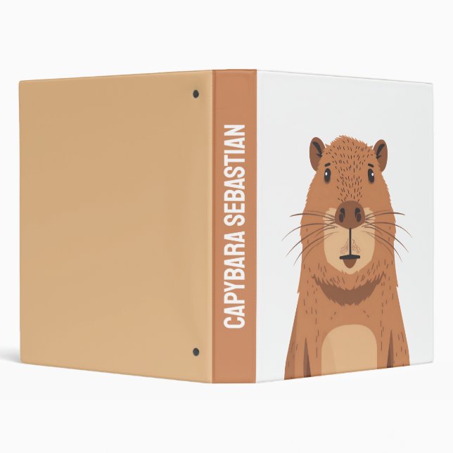 Curious Capybara Portrait 3 Ring Binder (Background)
