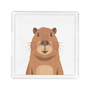 Curious Capybara Portrait Acrylic Tray