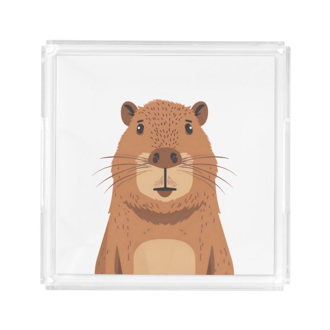 Curious Capybara Portrait Acrylic Tray (Front)