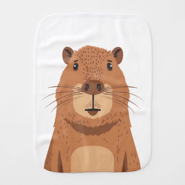Curious Capybara Portrait Baby Burp Cloth (Front)