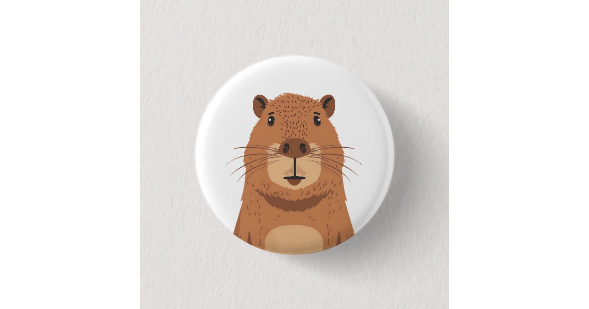 Curious Capybara Portrait Button | Zazzle