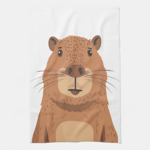 Curious Capybara Portrait Kitchen Towel