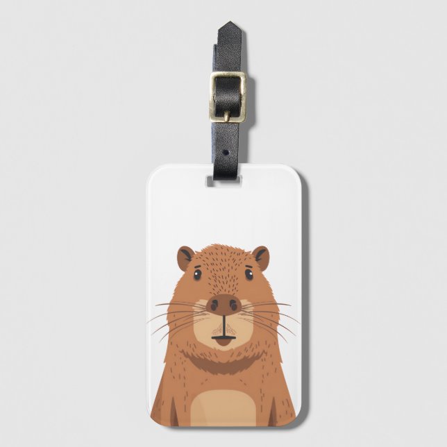 Curious Capybara Portrait Luggage Tag (Front Vertical)