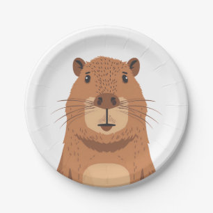 Curious Capybara Portrait Paper Plates