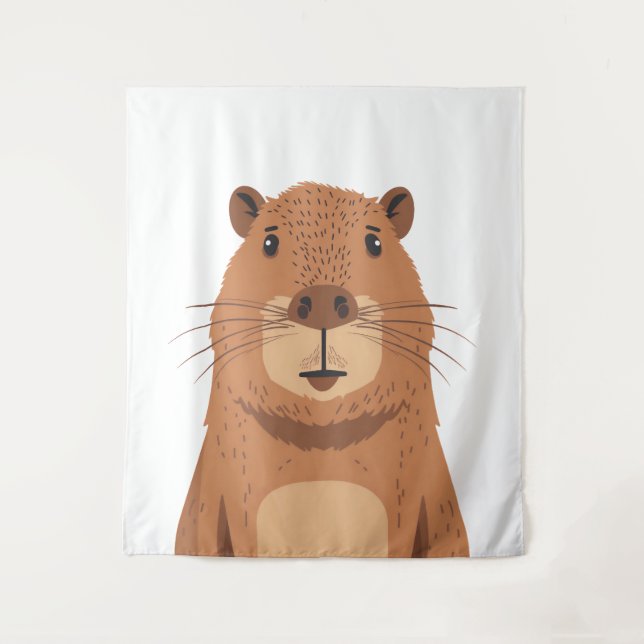Curious Capybara Portrait Tapestry (Front)