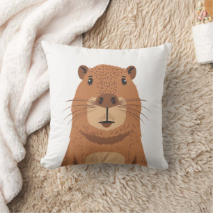 Curious Capybara Portrait Throw Pillow