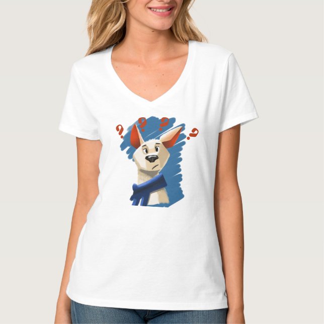 Curious Cartoon Dog on Blue – Playful Pet  T-Shirt (Front)