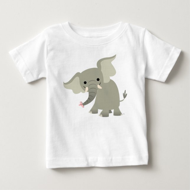 Curious Cartoon Elephant Baby T-Shirt (Front)