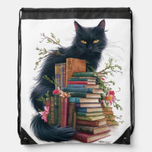 Curious Cat and Books Tote Bag