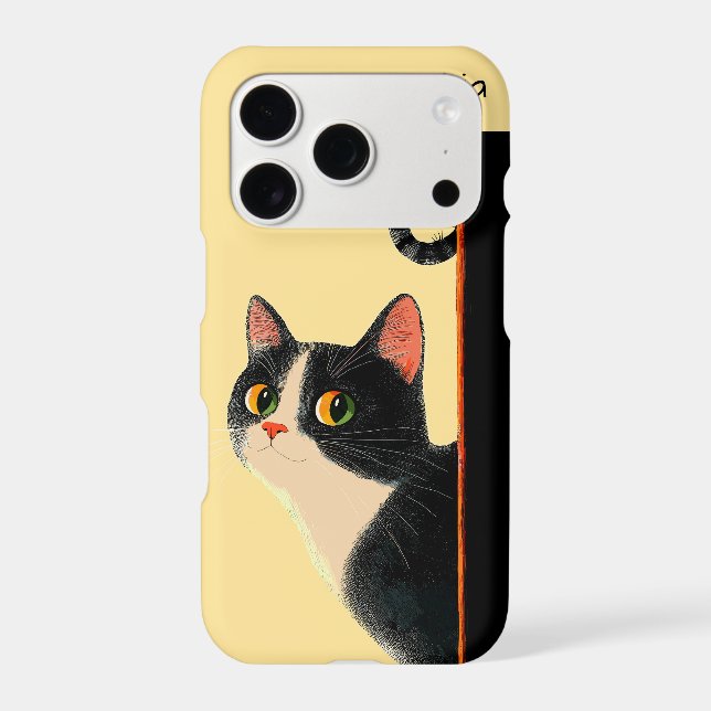 Curious Cat and Sneaky Worm Iphone Case (Back)