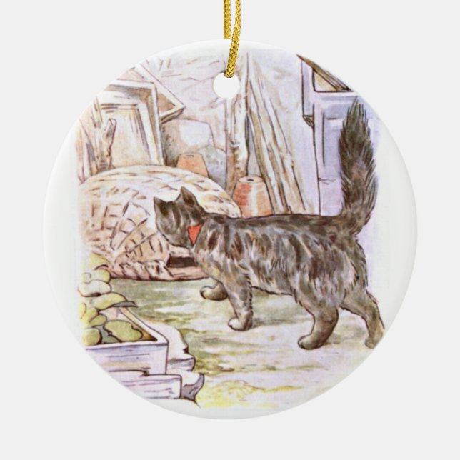 Curious Cat Artwork Ceramic Ornament (Front)