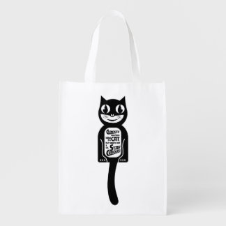 Curious Cat Black Grocery Bag
