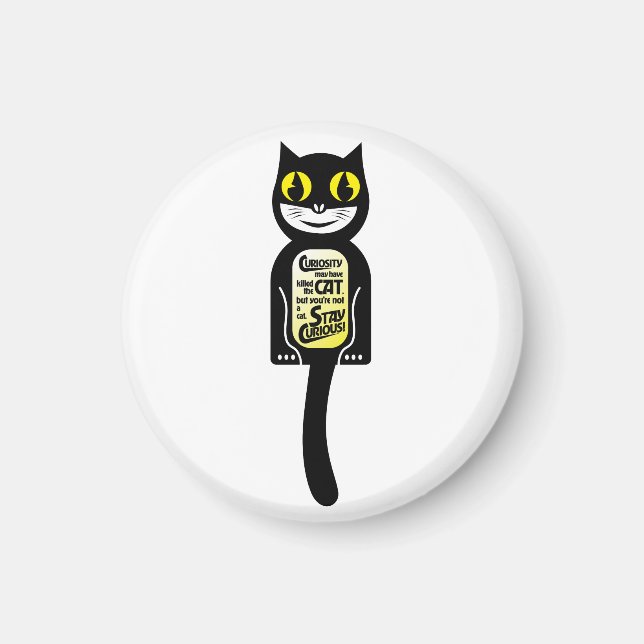 Curious Cat Black Yellow Magnet (Front)