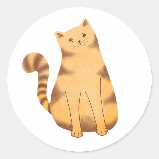 Curious Cat Classic Round Sticker (Front)