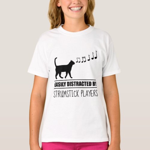 Curious Cat Easily Distracted by Strumstick Players T-Shirt