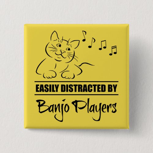 Curious Cat Easily Distracted by Banjo Players Square Button