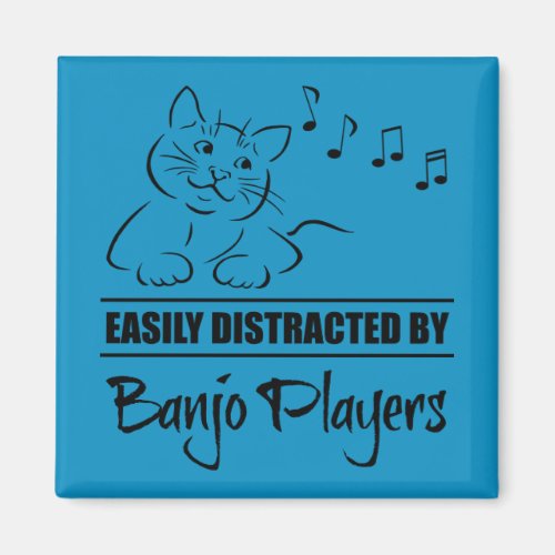 Curious Cat Easily Distracted by Banjo Players Square Magnet