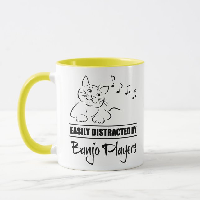 Curious Cat Easily Distracted by Banjo Players Mug (Left)