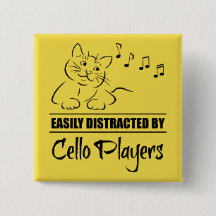 Curious Cat Easily Distracted by Cello Players Button