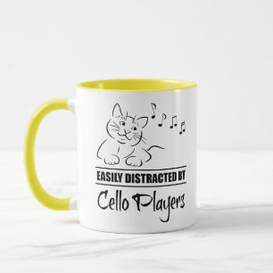 Curious Cat Easily Distracted by Cello Players Mug