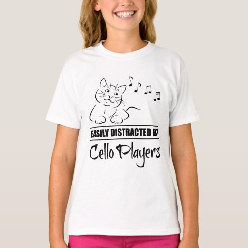 Curious Cat Easily Distracted by Cello Players T_Shirt