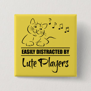 Curious Cat Easily Distracted by Lute Players Button