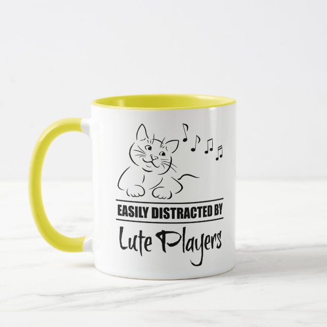 Curious Cat Easily Distracted by Lute Players Mug (Left)