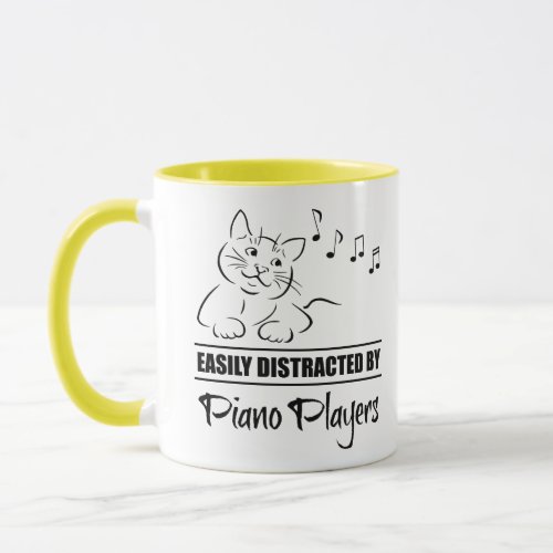 Curious Cat Easily Distracted by Piano Players Mug